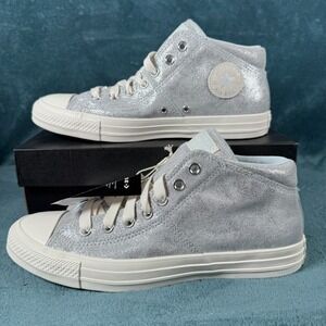 Converse Womens Chuck Taylor All Star Size 11 Silver Glitter High-Top Sneakers